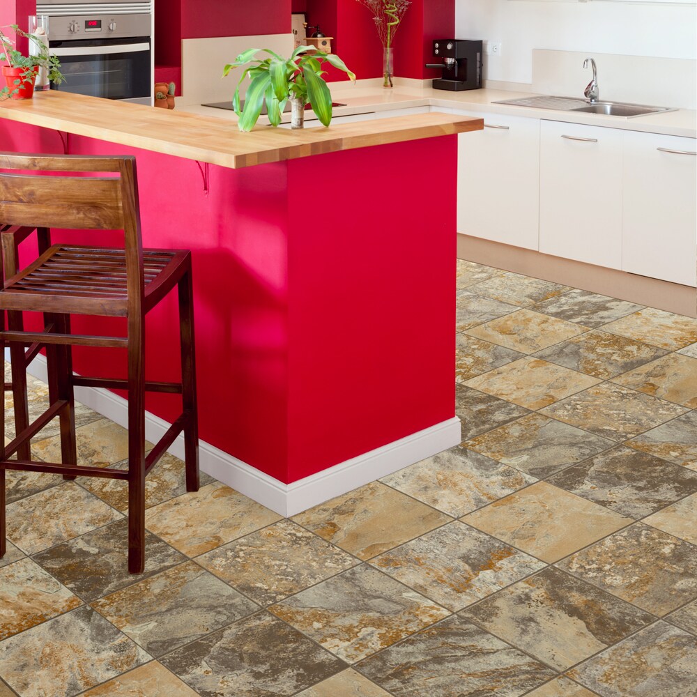Congoleum ArmorCore Pro UR Canyon View 12-ft W Cut-to-Length Adobe Rust Stone Look Low-Gloss Sheet Vinyl Flooring