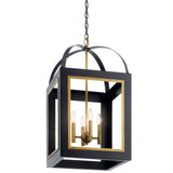 Kichler Vath 4-Light Black W/Natural Brass Industrial Lantern Large Hanging Pendant Light