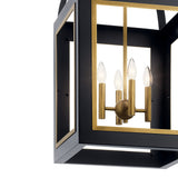 Kichler Vath 4-Light Black W/Natural Brass Industrial Lantern Large Hanging Pendant Light