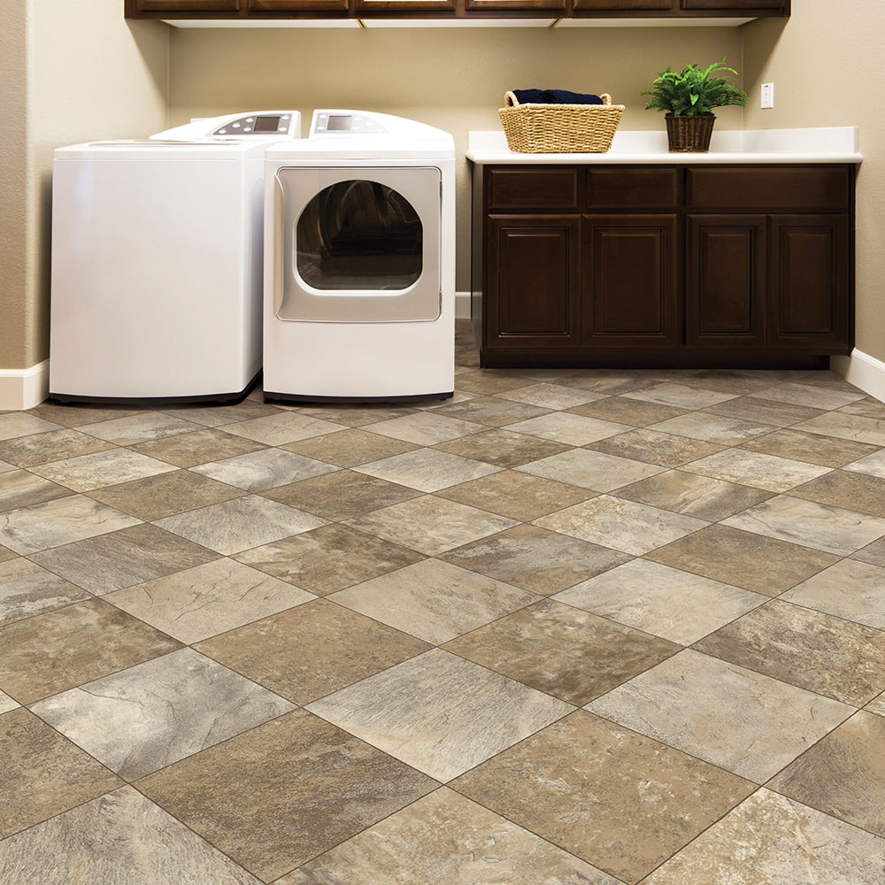Congoleum AirStep Plus Crossing 12-ft W x Cut-to-Length Intersection Stone Look Low-Gloss Finish Sheet Vinyl