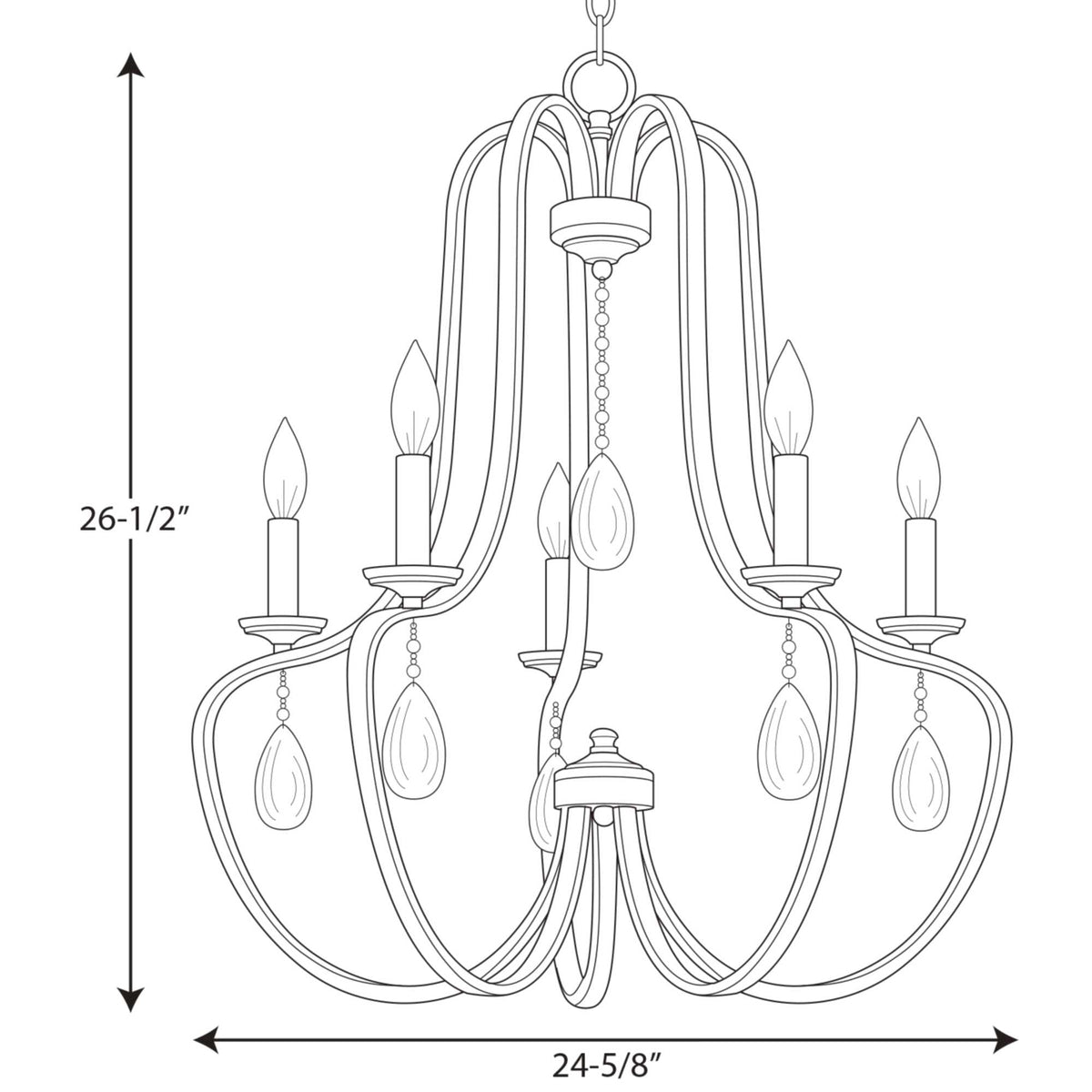 Progress Lighting Anjoux 5-Light Antique Bronze Transitional Chandelier