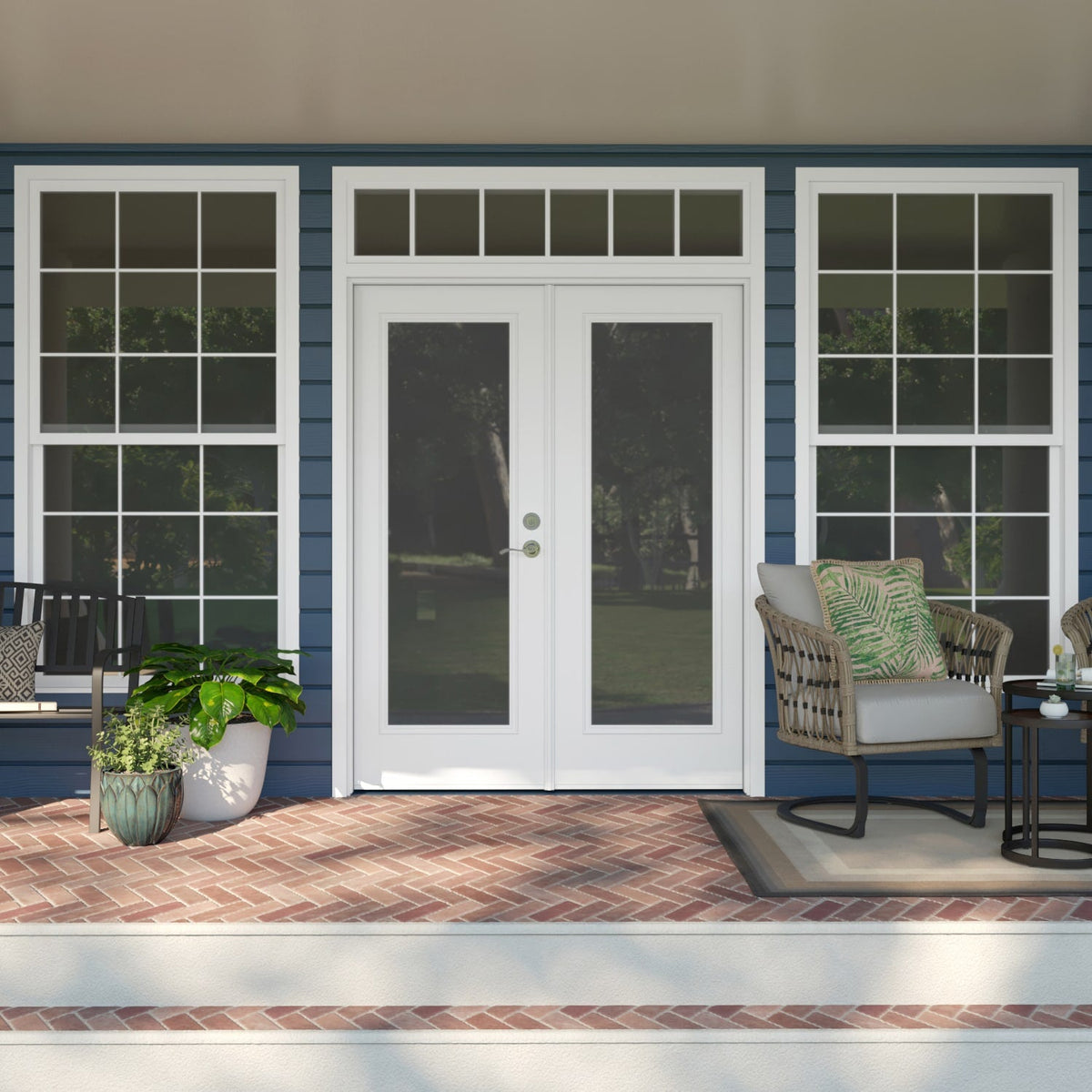 JELD-WEN 72-in x 80-in 4-9/16-in Low-E Primed Steel French Left-Hand Inswing Double Patio Door