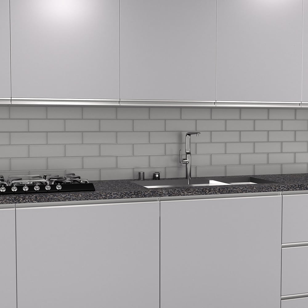 Elida Ceramica Gray 12-in x 12-in Glossy Glass Brick Subway Mosaic Wall Tile (0.955-sq ft)