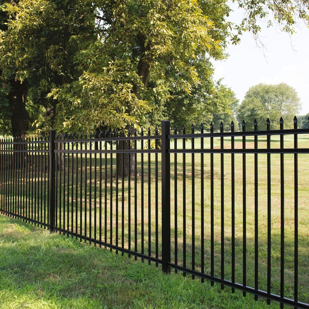 Freedom Providence 7-ft H x 2-in W Black Aluminum Spaced Picket Pressed-point Decorative Line Fence Post