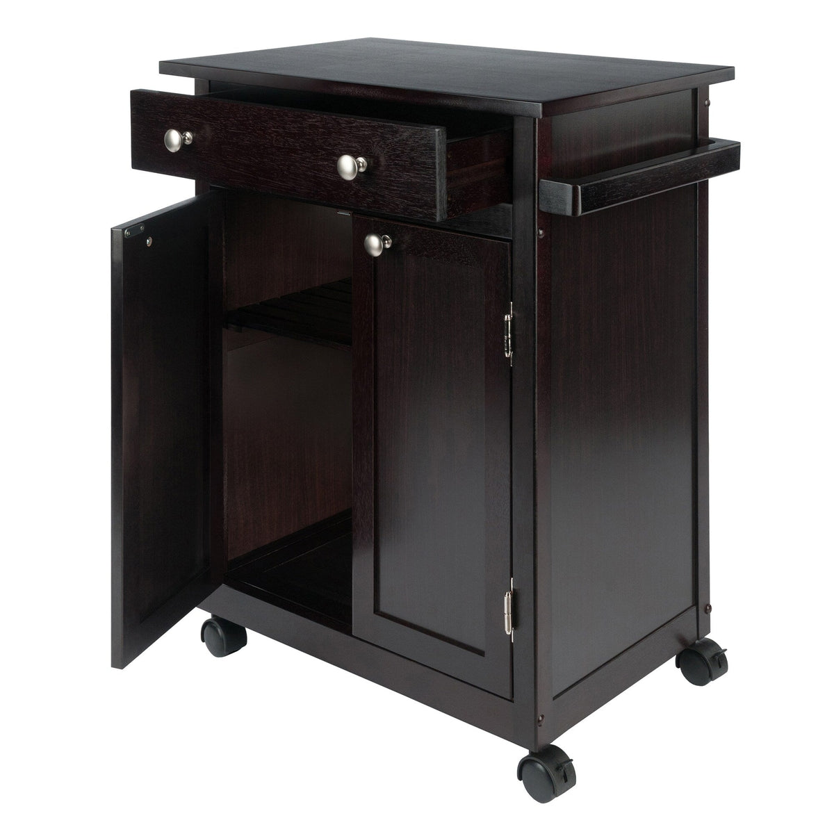 Winsome Wood Brown Wood Base with Mdf Top Rolling Kitchen Cart (17.72-in x 26.89-in x 34.02-in)