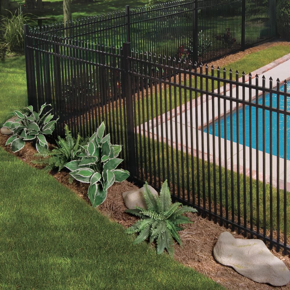 Freedom Providence 7-ft H x 2-in W Black Aluminum Spaced Picket Pressed-point Decorative Corner Fence Post