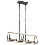 Kichler Gartin 5-Light Weathered Zinc Transitional Linear Large Hanging Kitchen Island Light