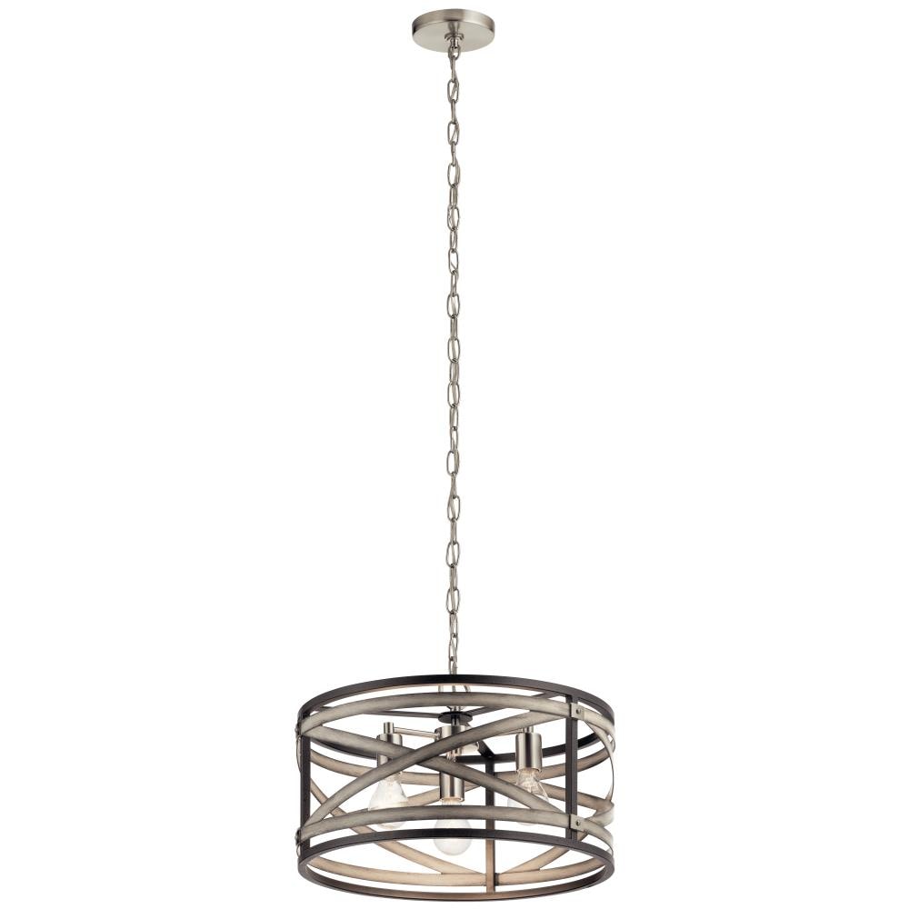 Kichler Stetton 3-Light Anvil Iron Farmhouse Drum Medium Hanging Pendant Light