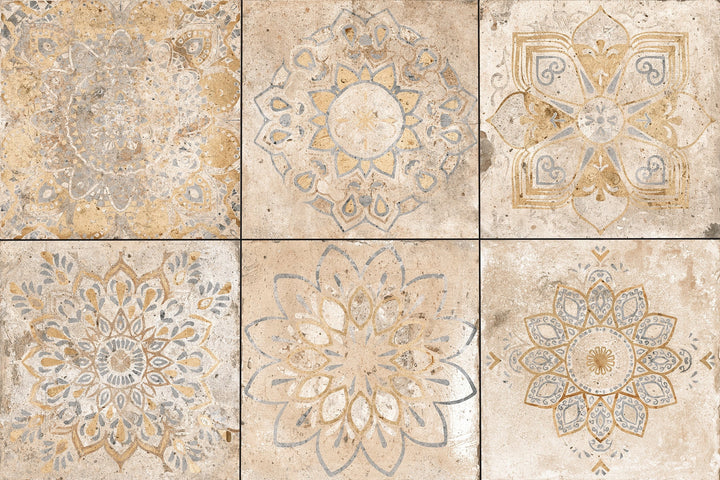 allen + roth Marbella DAcor Weathered Mediterranean 12-in x 12-in Glazed Porcelain Encaustic Floor and Wall Tile product image
