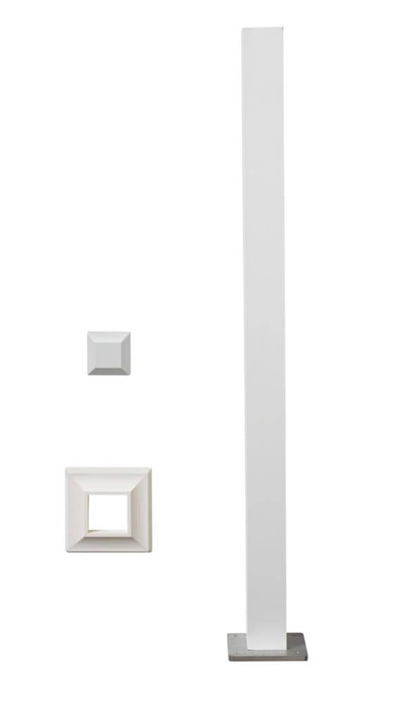 Deckorators 2.5-in x 2.5-in x 4-1/2-ft Textured White Aluminum Deck Middle Stair Post