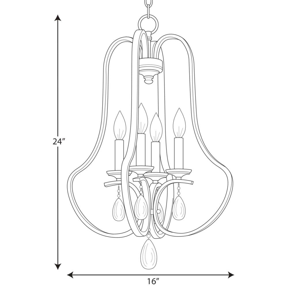 Progress Lighting Anjoux 4-Light Silver Ridge Transitional Geometric Medium Hanging Pendant Light