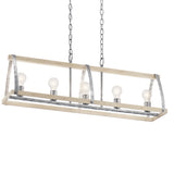 Kichler Gartin 5-Light Galvanized Steel Industrial Linear Large Hanging Kitchen Island Light