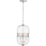 Progress Lighting Cayce 3-Light Polished Chrome Mid-century Clear Glass Urn Mini Hanging Pendant Light