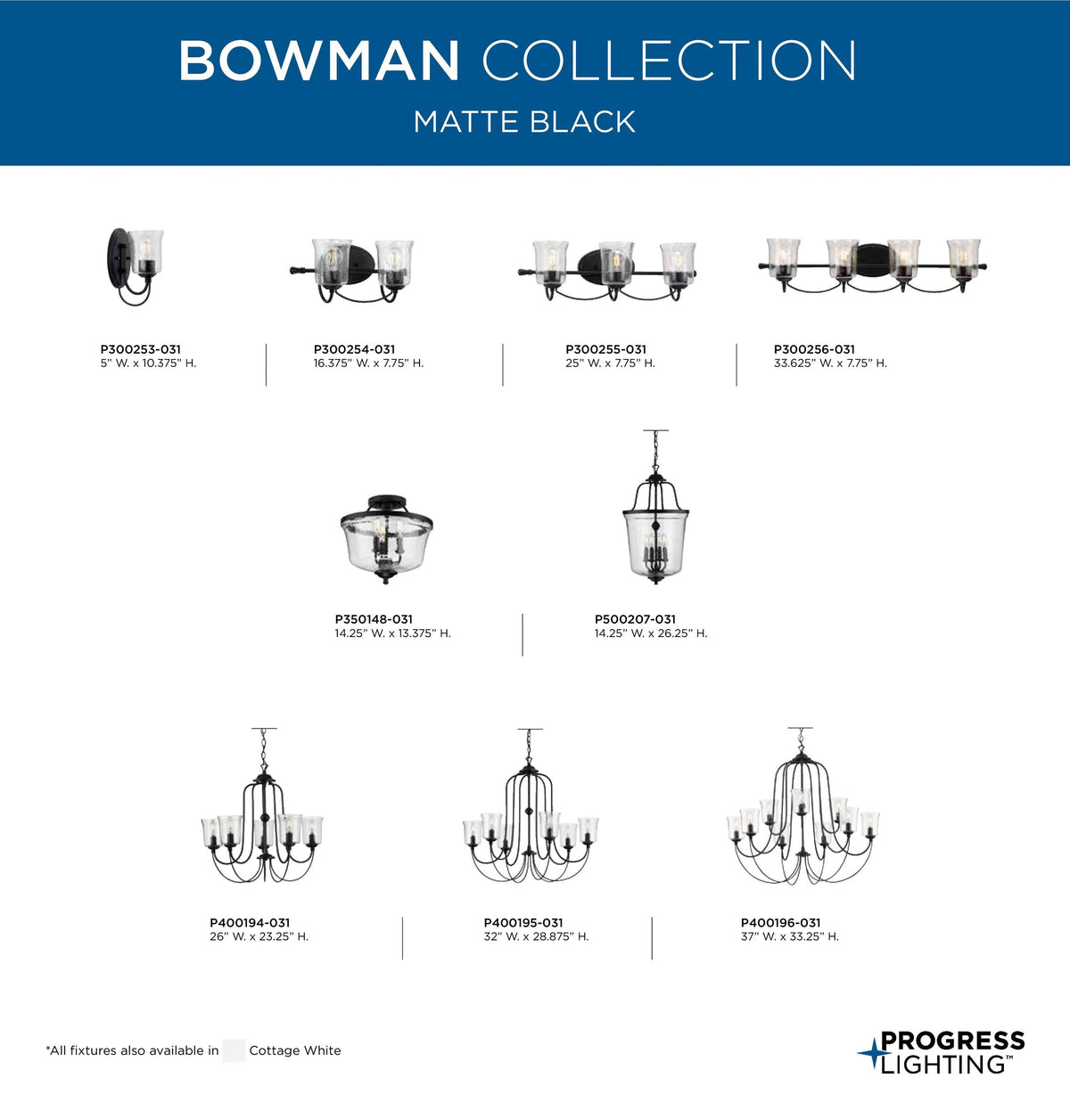 Progress Lighting Bowman 6-Light Matte Black Coastal Chandelier