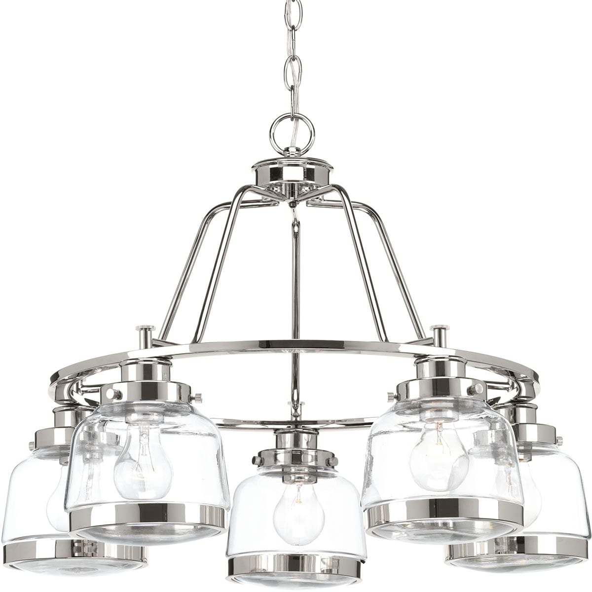 Progress Lighting Judson 5-Light Polished Nickel Farmhouse Chandelier