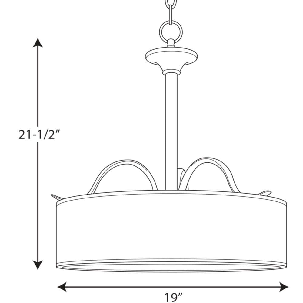 Progress Lighting Inspire 3-Light Antique Bronze Transitional Tinted Glass Drum Medium Hanging Pendant Light