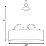 Progress Lighting Inspire 3-Light Antique Bronze Transitional Tinted Glass Drum Medium Hanging Pendant Light