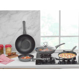 5-Piece Titanium Coated Aluminum Non-Stick Frying Pan Set in Gray