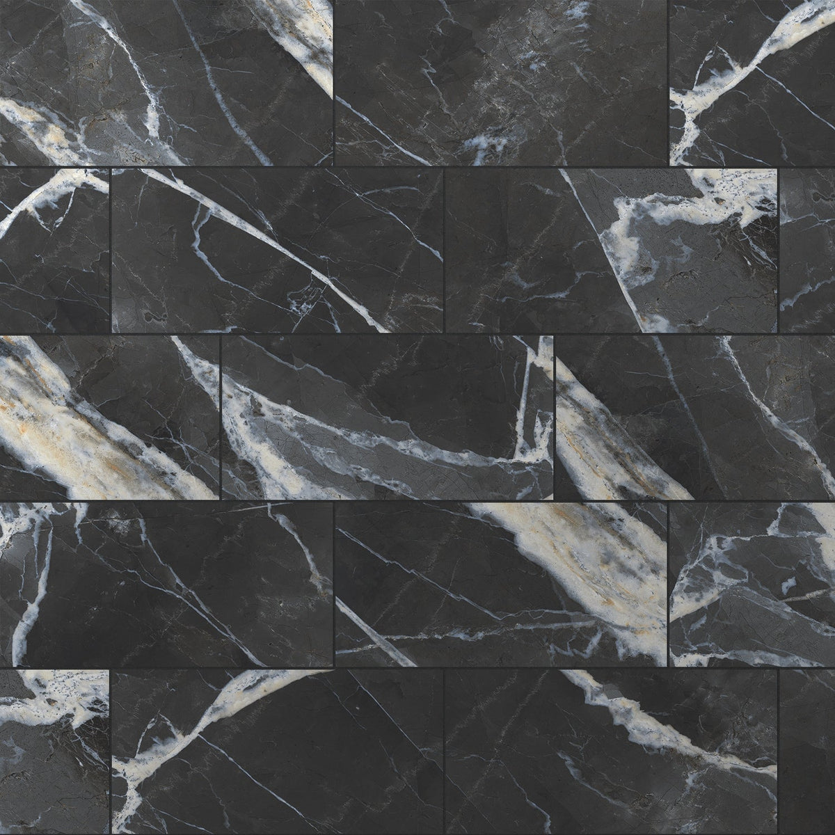 allen + roth Calacatta Black 12-in x 24-in Matte Porcelain Marble look Floor and Wall Tile product image