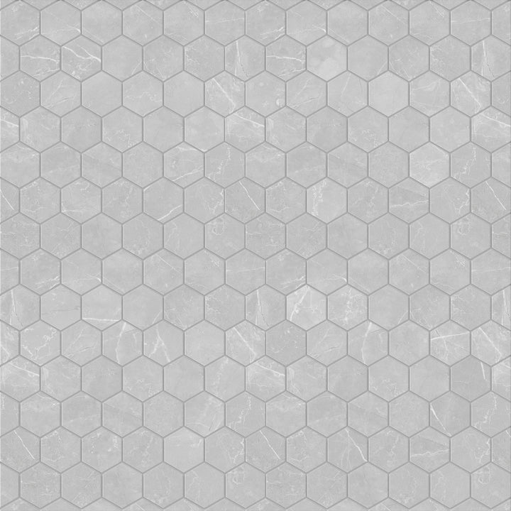 Satori Palisade Grigio Polished Hexagon 12-in x 12-in Polished Porcelain Marble-Look Mosaic Tile, 9.7-sq ft Carton