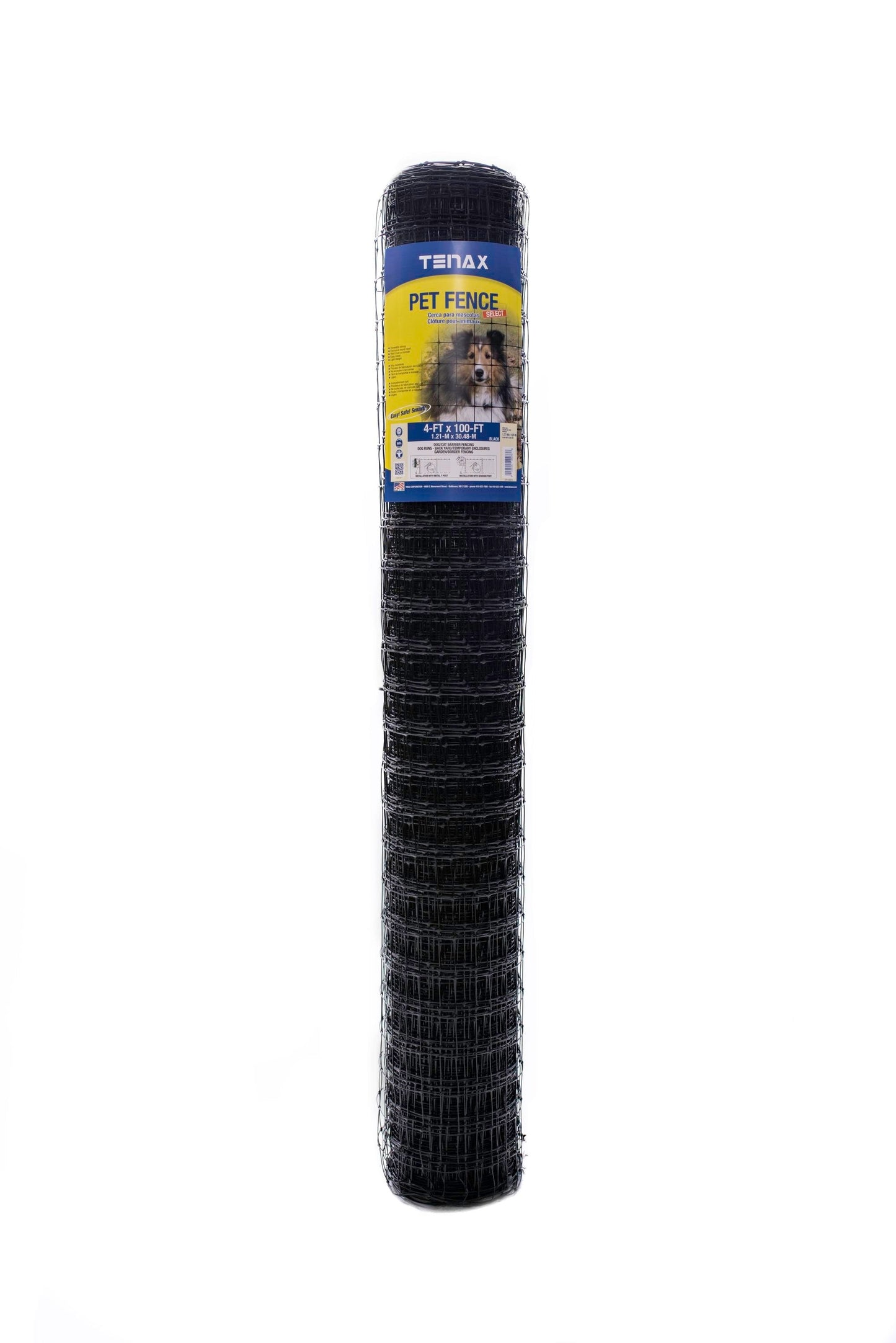 Tenax Black Plastic Extruded Mesh Rolled Fencing, 100' x 4', 2" Mesh