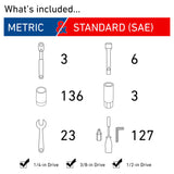 CRAFTSMAN 298-Piece Standard (SAE) and Metric Combination Polished Chrome Mechanics Tool Set, No Case