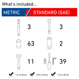 CRAFTSMAN 121-Piece Standard (SAE) and Metric Combination Gunmetal Chrome Mechanics Tool Set with Hard Case