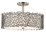 Kichler Silver Coral 3-Light Classic Pewter Transitional Etched Glass Drum Medium Hanging Pendant Light
