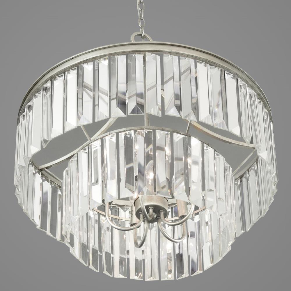 Progress Lighting Glimmer 5-Light Silver Ridge Traditional Clear Glass Drum Large Hanging Pendant Light