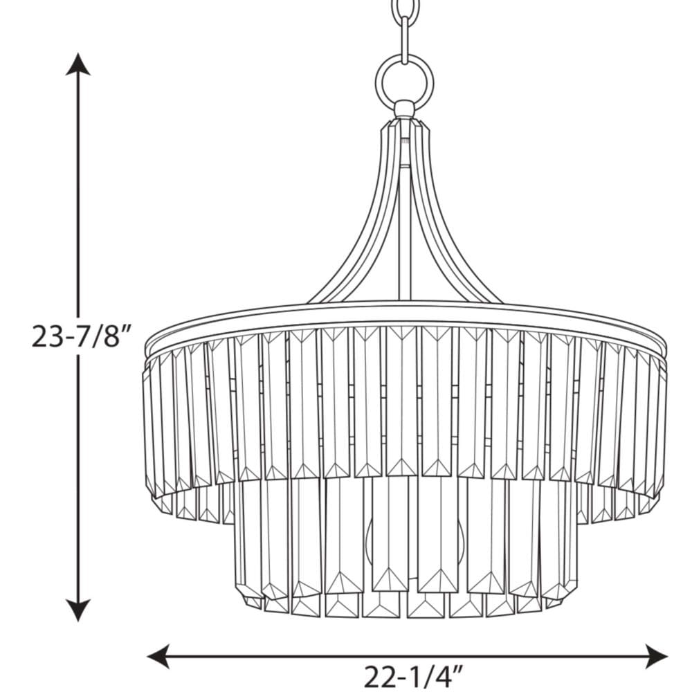 Progress Lighting Glimmer 5-Light Silver Ridge Traditional Clear Glass Drum Large Hanging Pendant Light
