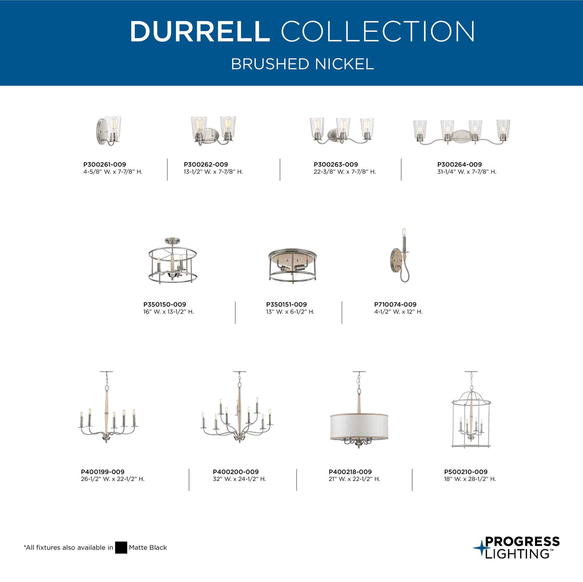 Progress Lighting Durrell 5-Light Brushed Nickel Coastal Chandelier