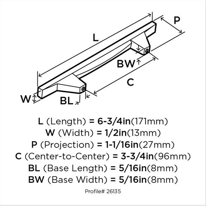 Amerock Sleek 3-3/4-in (96mm) Center to Center Satin Nickel Rectangular Bar Drawer Pull