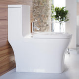 Concorde 1-Piece 0.8/1.28 GPF Dual Flush Square Elongated Toilet in White - Super Arbor