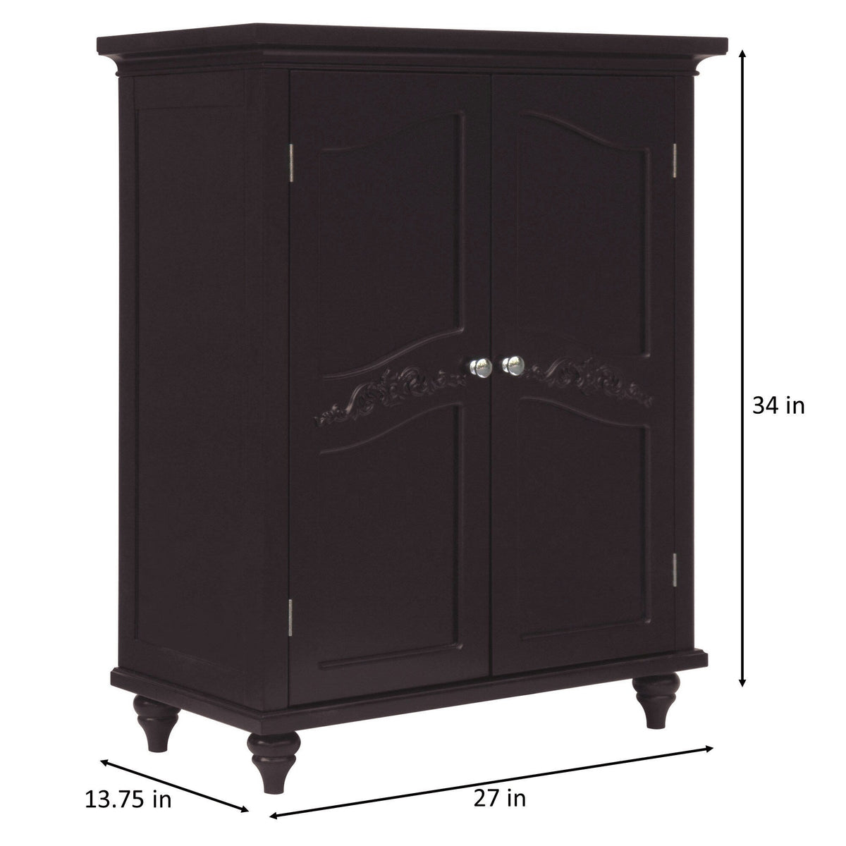 Teamson Home Versailles 27-in x 34-in x 13.5-in Dark Espresso Freestanding Linen Cabinet