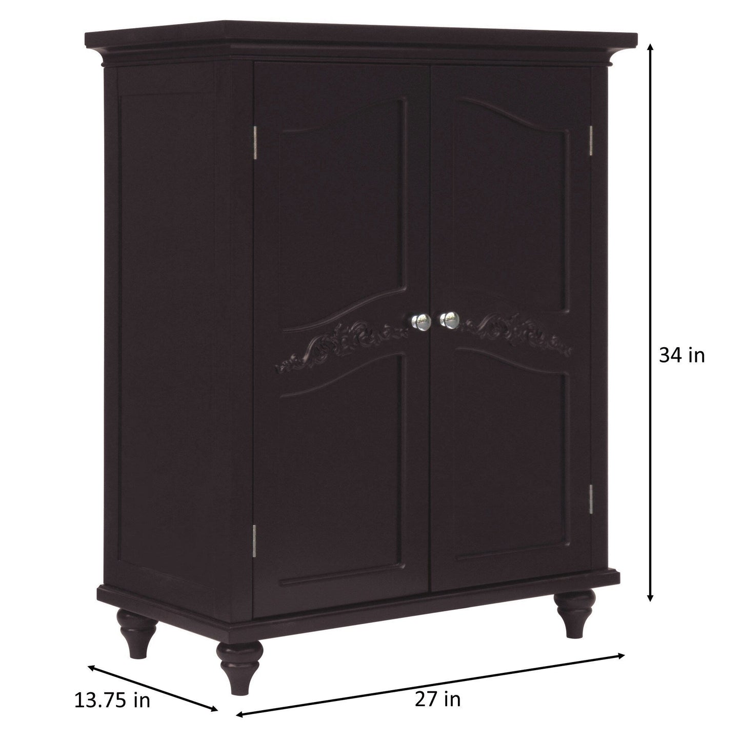 Teamson Home Versailles 27-in x 34-in x 13.5-in Dark Espresso Freestanding Linen Cabinet