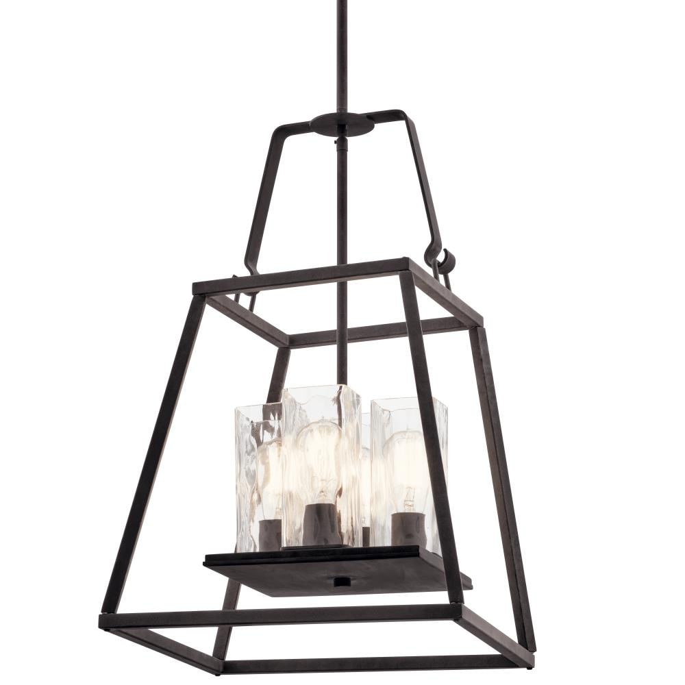 Kichler Ellamae 4-Light Weathered Zinc Industrial Square Medium Hanging Pendant Light