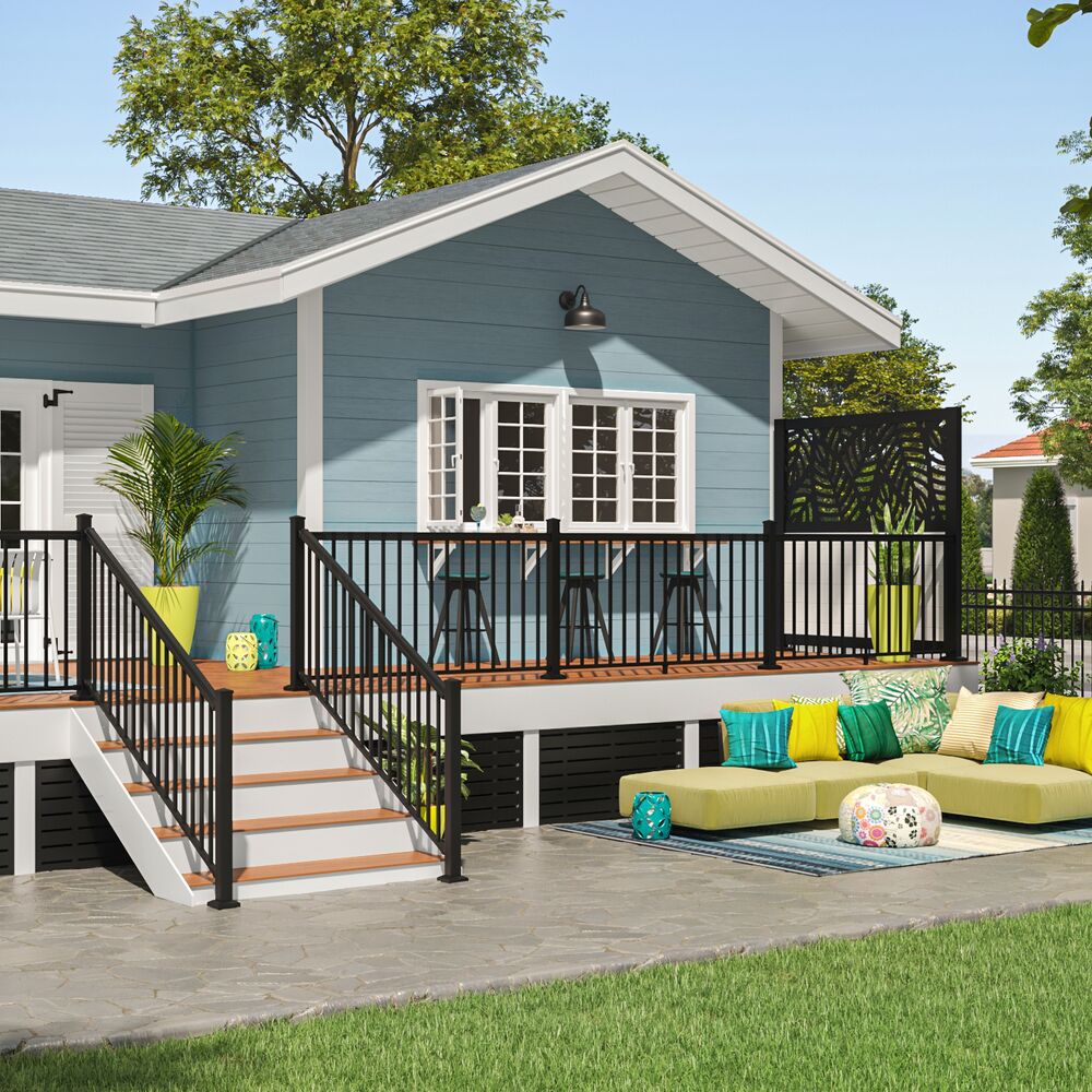 Freedom VersaRail Classic 6-ft x 36-in Matte Black Aluminum Deck Stair Rail Kit