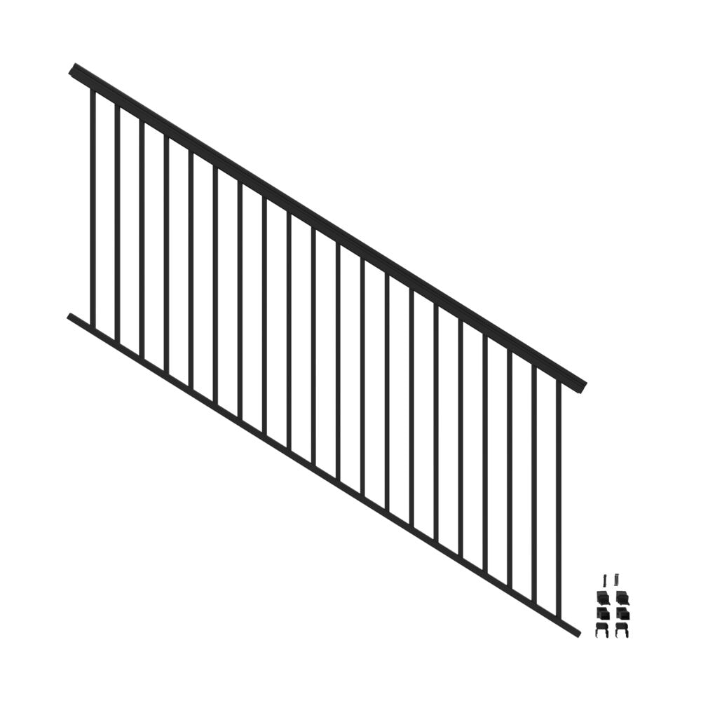 Freedom VersaRail Classic 8-ft x 44-in Matte Black Aluminum Deck Stair Rail Kit