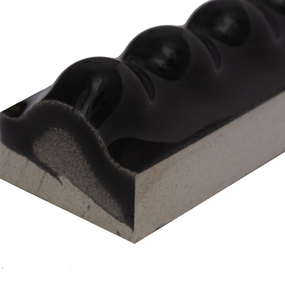 American Olean Linea Black Gloss Ceramic Border Tile, Pencil Liner (1/2-in x 8-1/2-in)
