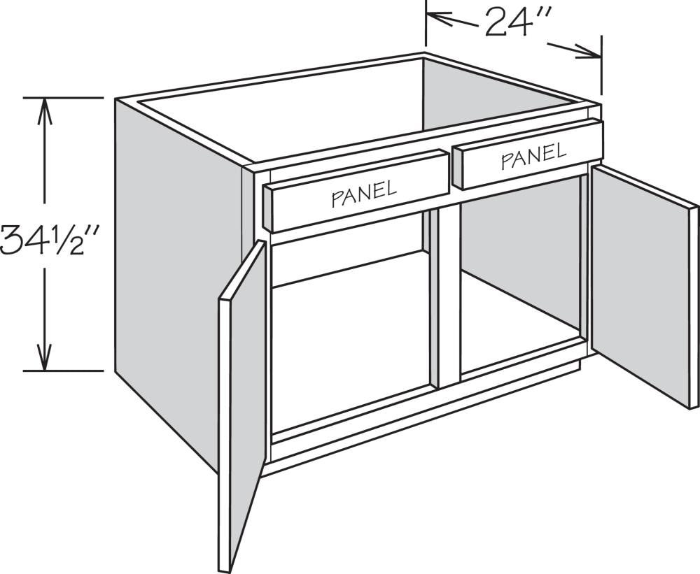 allen + roth Pattingham 42-in W x 34.5-in H x 24-in D Harbor Sink Base Fully Assembled Cabinet (Raised Panel Square Style)