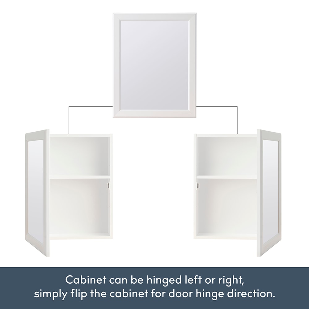 Project Source 15.25-in x 19.25-in Surface Mount White Mirrored Medicine Cabinet