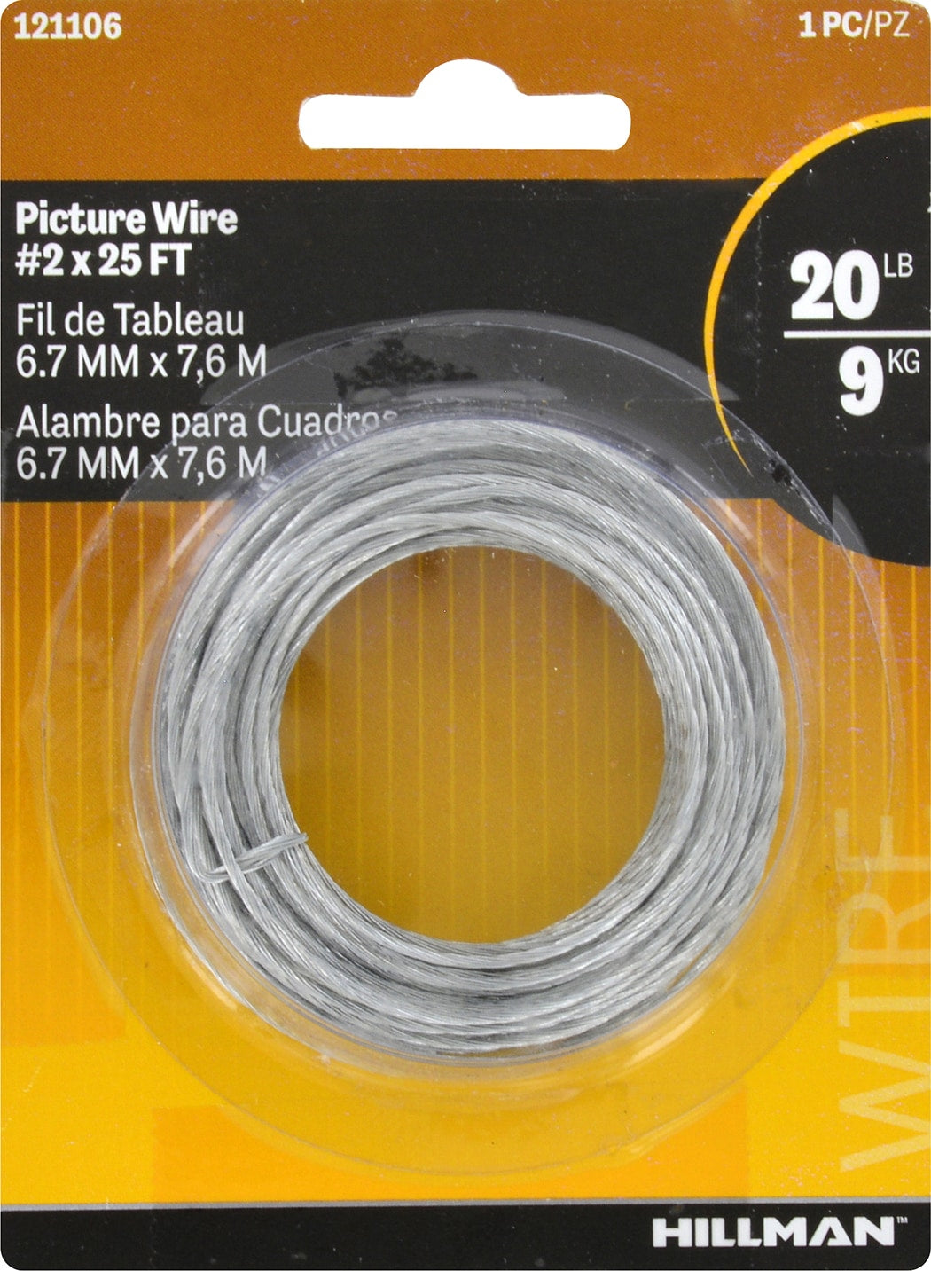Hillman AnchorWire Steel-Plated Silver Braided Picture Wire, #2 x 25 ft, 20 lb Capacity (1 Pack)