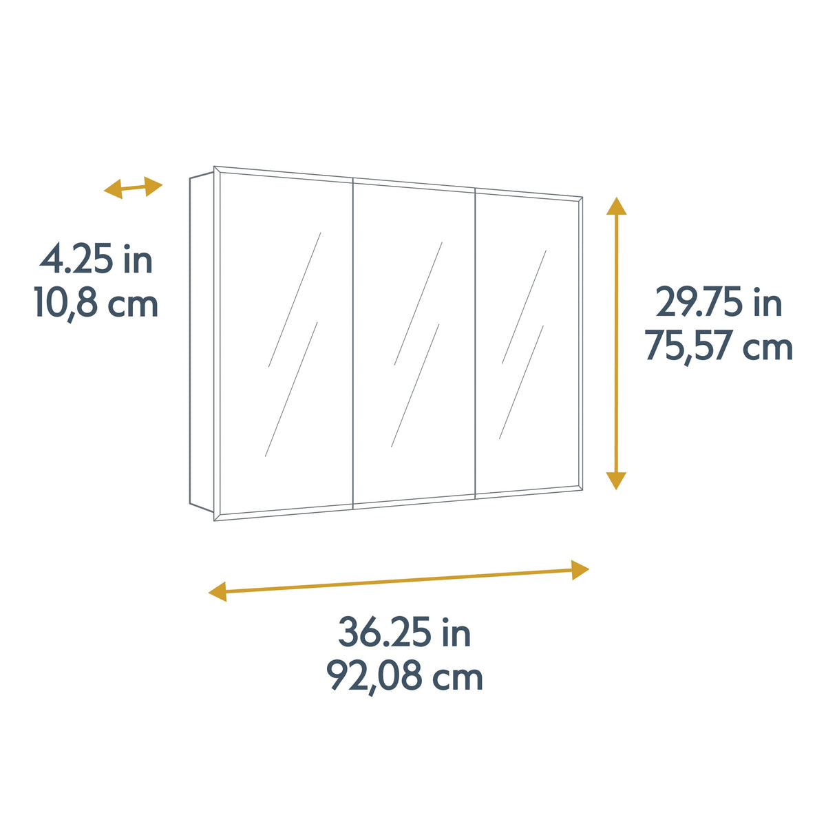 Style Selections 36.25-in x 29.75-in Surface Mount White Mirrored Medicine Cabinet