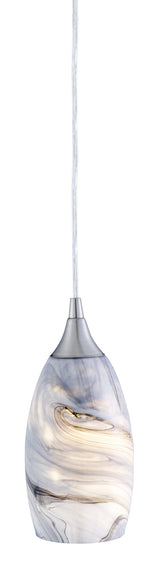 Portfolio 7.88-in H x 4.75-in W Granite Storm Art Glass Cylinder Pendant Light Shade