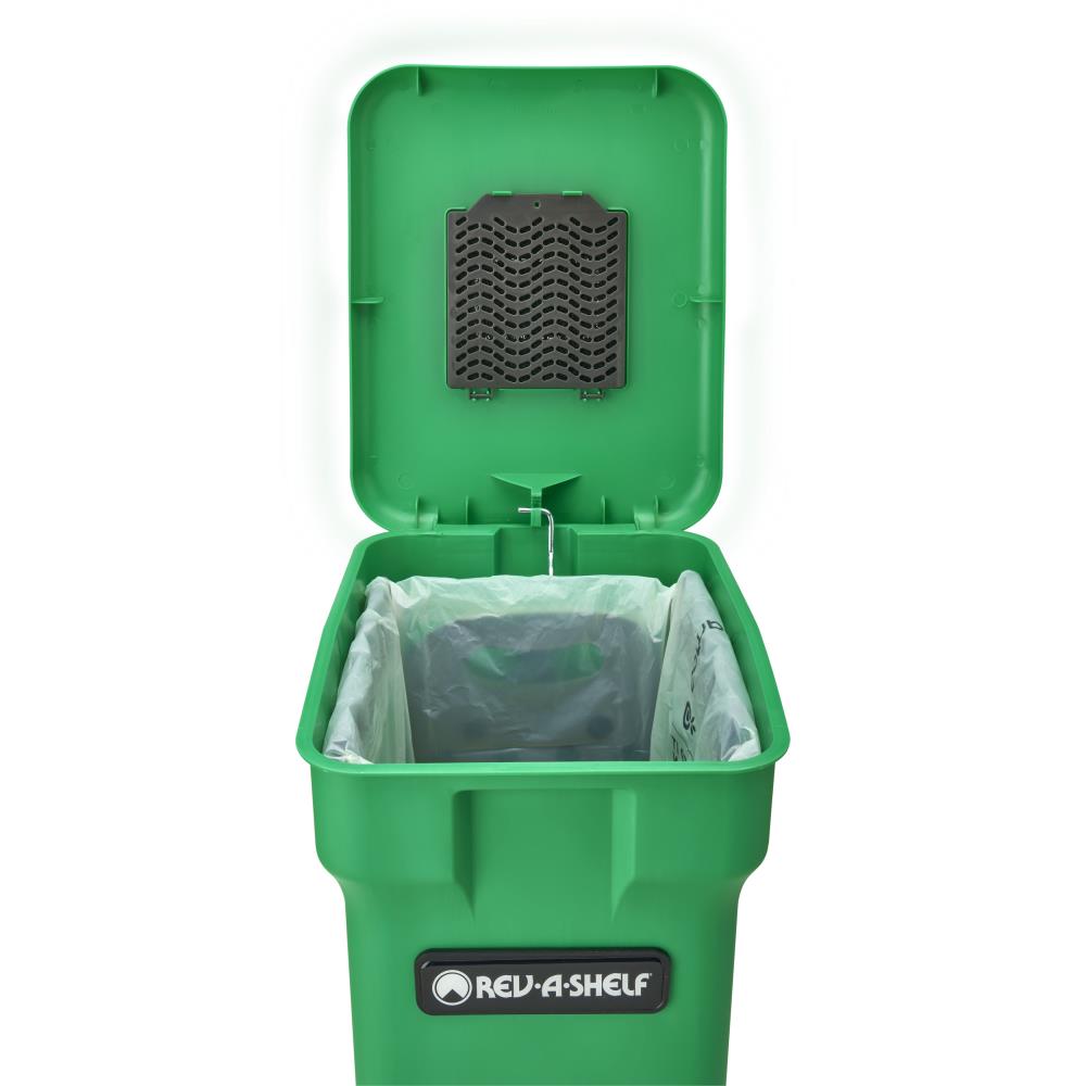 Rev-A-Shelf 24-Quart Plastic Soft-Close Pull-Out Trash/Compost Can, Wood Dovetail Frame, 12-in W