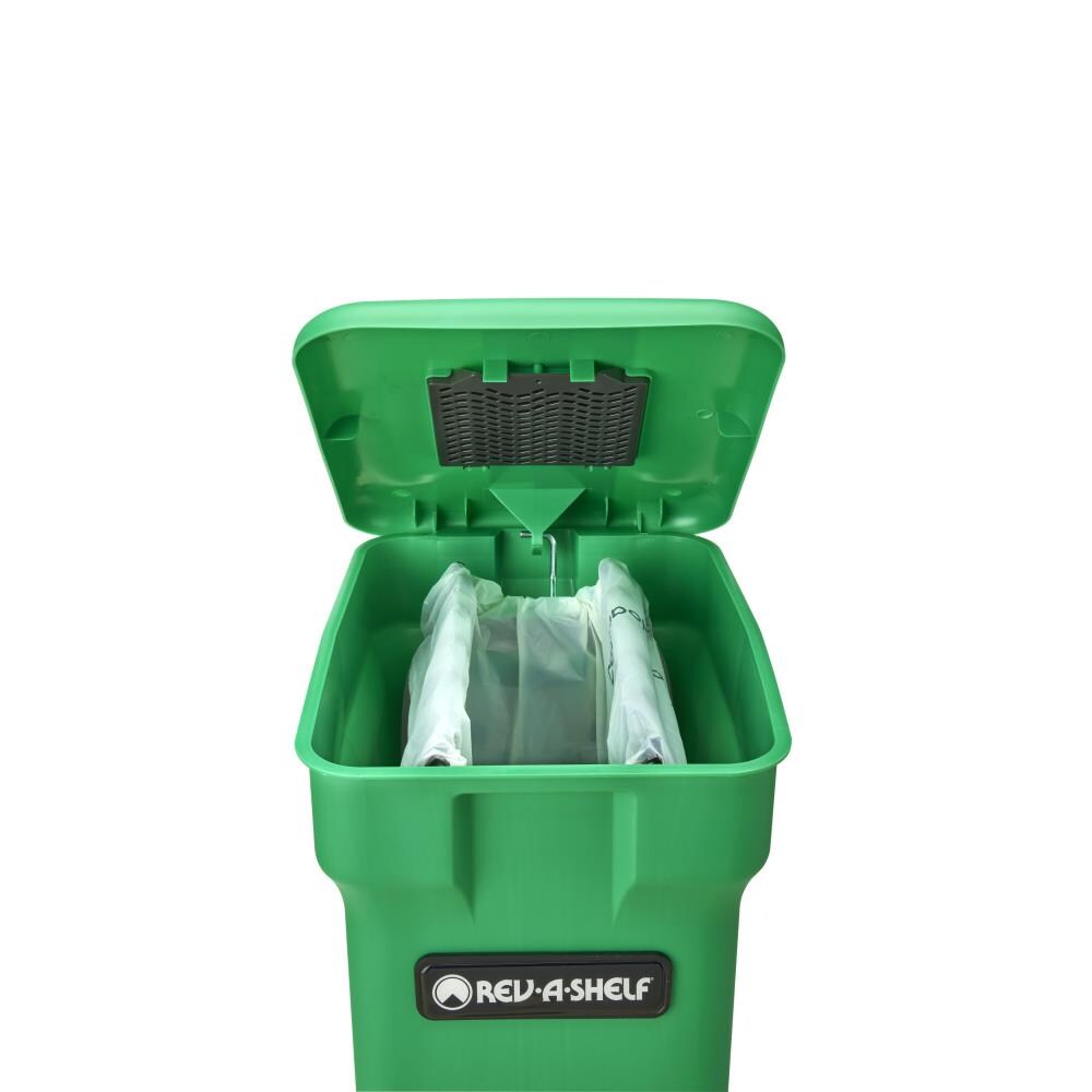 Rev-A-Shelf 24-Quart Plastic Soft-Close Pull-Out Trash/Compost Can, Wood Dovetail Frame, 12-in W