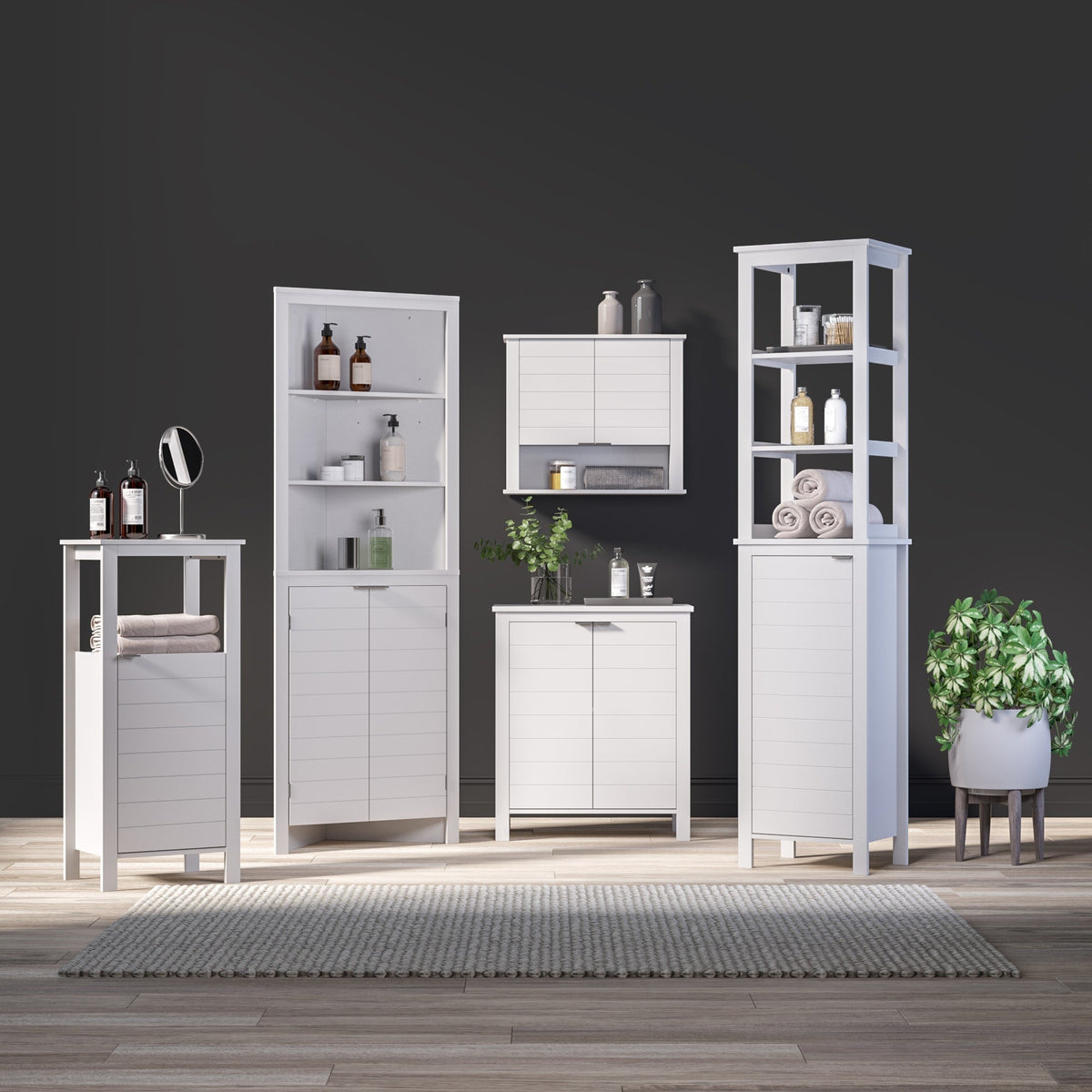 RiverRidge Madison 15.75-in x 67-in x 11.81-in White Freestanding Linen Cabinet