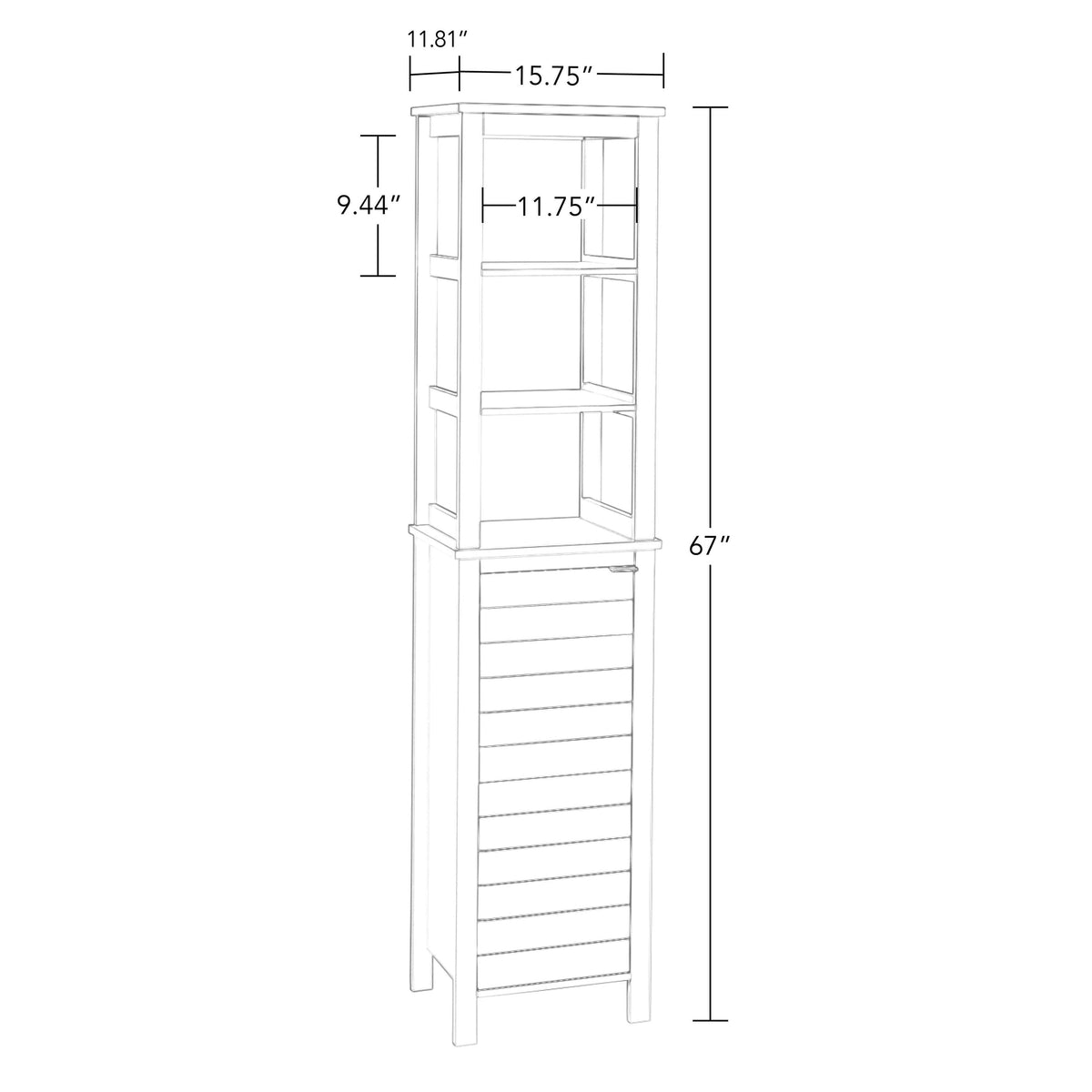 RiverRidge Madison 15.75-in x 67-in x 11.81-in White Freestanding Linen Cabinet