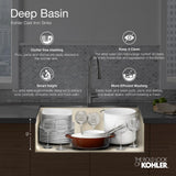 Whitehaven Smart Divide Self-Trimming Farmhouse Apron Front Cast Iron 36 in. Double Bowl Kitchen Sink in White - Super Arbor