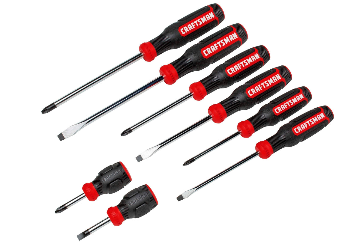 CRAFTSMAN 8-Piece Bi-Material Handle Screwdriver Set, Black Oxide Tips